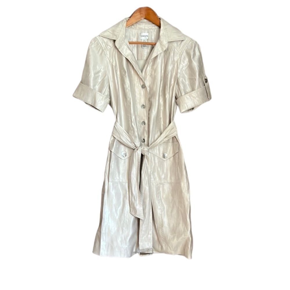‎Chico’s short sleeve shiny button down dress